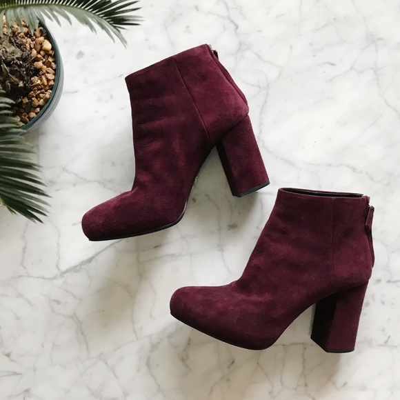 Prada Shoes - Prada Deep Purple Suede Block Heel Ankle Boots
